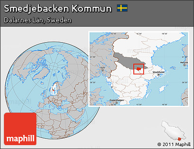 Gray Location Map of Smedjebacken Kommun, highlighted country, highlighted parent region