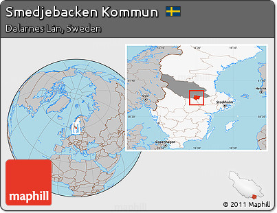 Gray Location Map of Smedjebacken Kommun, highlighted country, highlighted parent region