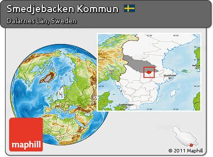 Physical Location Map of Smedjebacken Kommun, highlighted country, highlighted parent region
