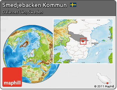 Physical Location Map of Smedjebacken Kommun, highlighted country, highlighted parent region