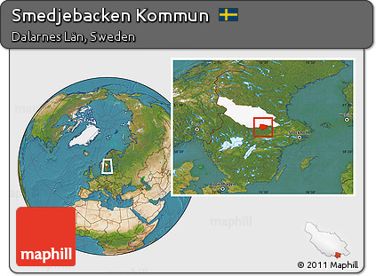 Satellite Location Map of Smedjebacken Kommun, highlighted parent region