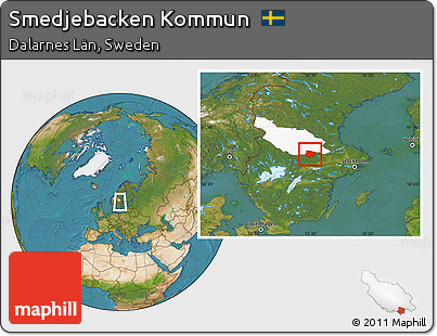 Satellite Location Map of Smedjebacken Kommun, highlighted parent region