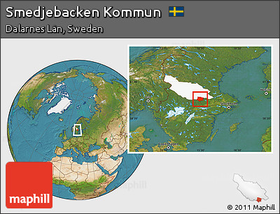 Satellite Location Map of Smedjebacken Kommun, highlighted parent region