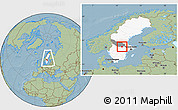 Savanna Style Location Map of Smedjebacken Kommun, highlighted country, highlighted parent region, within the entire country, hill shading