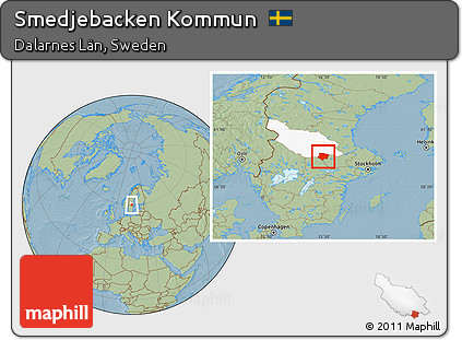 Savanna Style Location Map of Smedjebacken Kommun, highlighted parent region, hill shading
