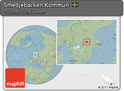 Savanna Style Location Map of Smedjebacken Kommun, hill shading