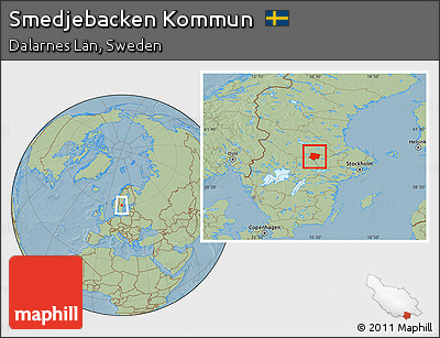 Savanna Style Location Map of Smedjebacken Kommun, hill shading
