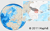 Shaded Relief Location Map of Smedjebacken Kommun, highlighted country, highlighted parent region