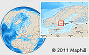 Shaded Relief Location Map of Smedjebacken Kommun, highlighted parent region, within the entire country