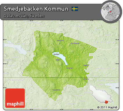 Physical Map of Smedjebacken Kommun, lighten