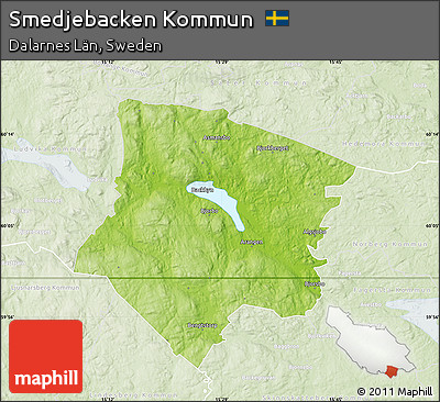 Physical Map of Smedjebacken Kommun, lighten