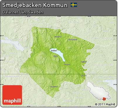 Physical Map of Smedjebacken Kommun, lighten