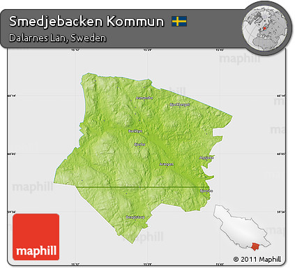 Physical Map of Smedjebacken Kommun, single color outside