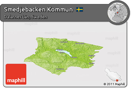 Physical Panoramic Map of Smedjebacken Kommun, cropped outside