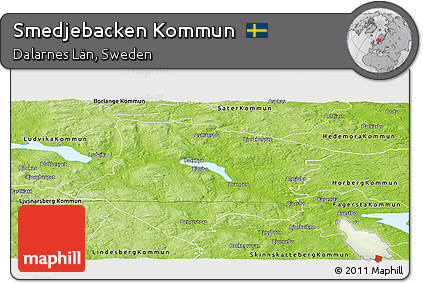 Physical Panoramic Map of Smedjebacken Kommun