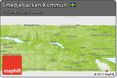 Physical Panoramic Map of Smedjebacken Kommun