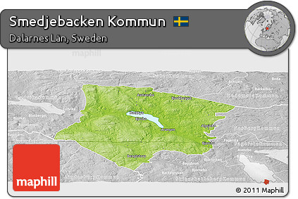 Physical Panoramic Map of Smedjebacken Kommun, lighten, desaturated