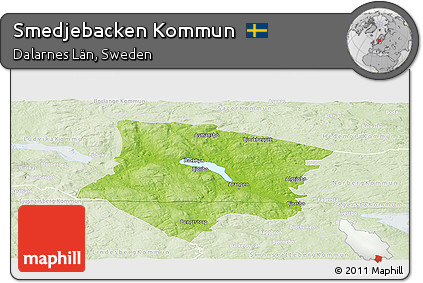 Physical Panoramic Map of Smedjebacken Kommun, lighten