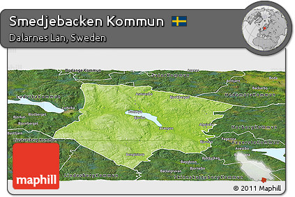 Physical Panoramic Map of Smedjebacken Kommun, satellite outside