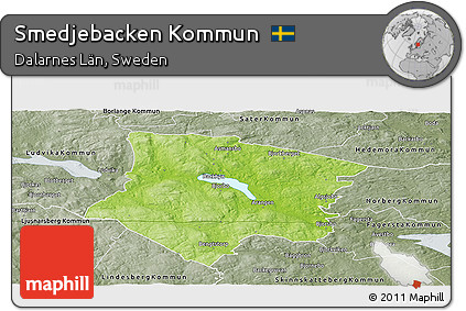 Physical Panoramic Map of Smedjebacken Kommun, semi-desaturated