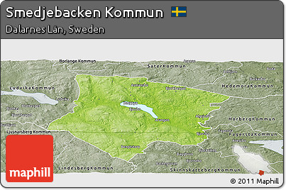 Physical Panoramic Map of Smedjebacken Kommun, semi-desaturated