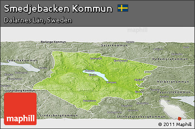 Physical Panoramic Map of Smedjebacken Kommun, semi-desaturated