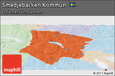 Political Panoramic Map of Smedjebacken Kommun, lighten