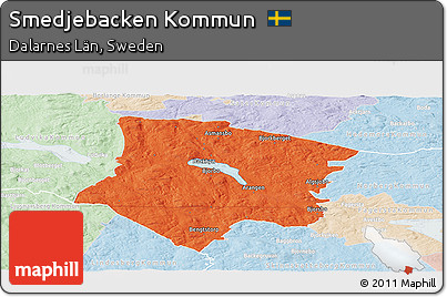 Political Panoramic Map of Smedjebacken Kommun, lighten