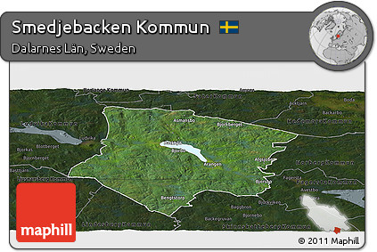 Satellite Panoramic Map of Smedjebacken Kommun, darken