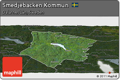 Satellite Panoramic Map of Smedjebacken Kommun, darken