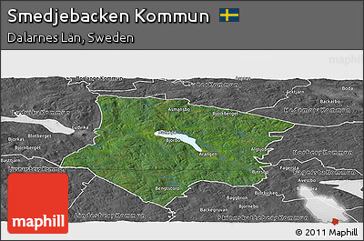 Satellite Panoramic Map of Smedjebacken Kommun, desaturated