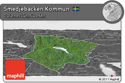 Satellite Panoramic Map of Smedjebacken Kommun, desaturated