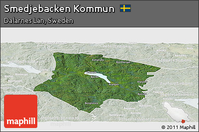 Satellite Panoramic Map of Smedjebacken Kommun, lighten