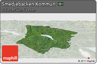 Satellite Panoramic Map of Smedjebacken Kommun, lighten