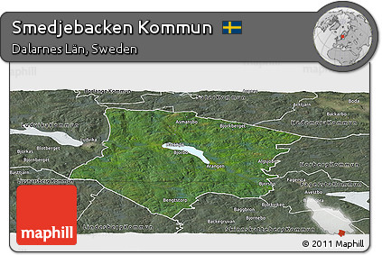 Satellite Panoramic Map of Smedjebacken Kommun, semi-desaturated