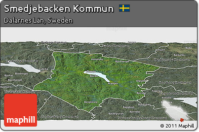 Satellite Panoramic Map of Smedjebacken Kommun, semi-desaturated