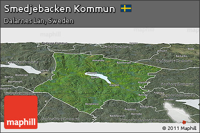 Satellite Panoramic Map of Smedjebacken Kommun, semi-desaturated