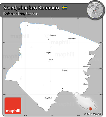 Gray Simple Map of Smedjebacken Kommun, single color outside