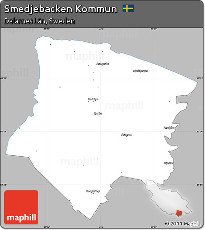 Gray Simple Map of Smedjebacken Kommun, single color outside