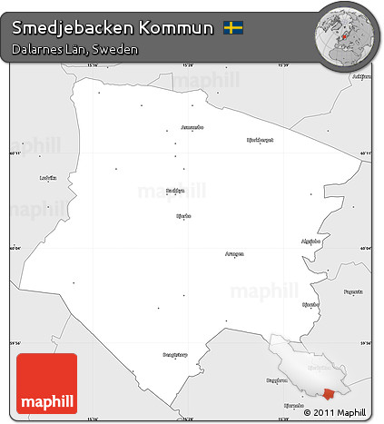 Silver Style Simple Map of Smedjebacken Kommun