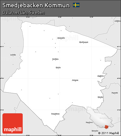 Silver Style Simple Map of Smedjebacken Kommun