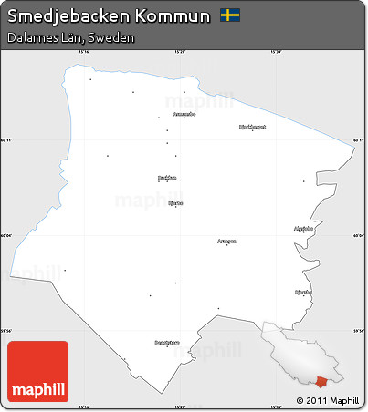 Silver Style Simple Map of Smedjebacken Kommun, single color outside