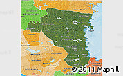 Satellite 3D Map of Gávleborgs Län, political shades outside