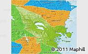 Physical 3D Map of Hudiksvall Kommun, political outside