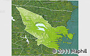 Physical 3D Map of Hudiksvall Kommun, satellite outside