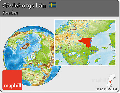 Physical Location Map of Gávleborgs Län