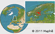 Satellite Location Map of Gávleborgs Län, within the entire country