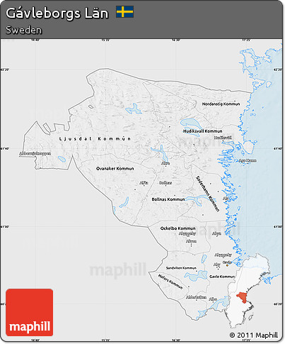 Silver Style Map of Gávleborgs Län, single color outside
