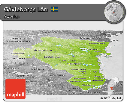 Physical Panoramic Map of Gávleborgs Län, desaturated