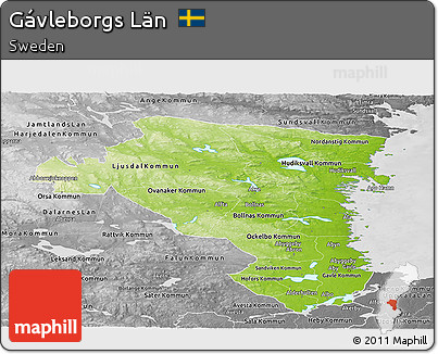Physical Panoramic Map of Gávleborgs Län, desaturated